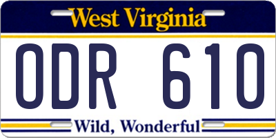 WV license plate ODR610