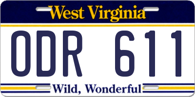 WV license plate ODR611