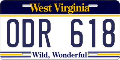 WV license plate ODR618