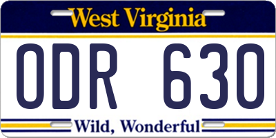 WV license plate ODR630