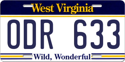 WV license plate ODR633
