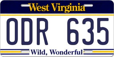 WV license plate ODR635