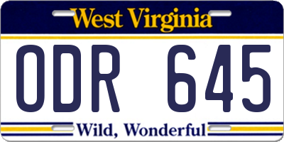 WV license plate ODR645