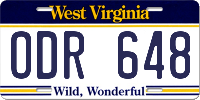 WV license plate ODR648