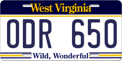 WV license plate ODR650