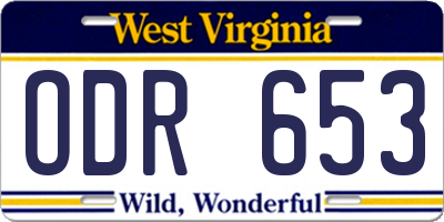 WV license plate ODR653