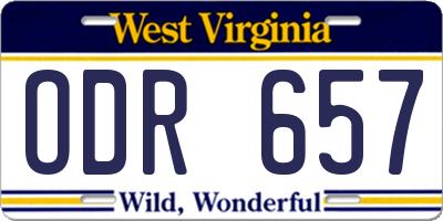 WV license plate ODR657