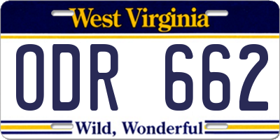WV license plate ODR662
