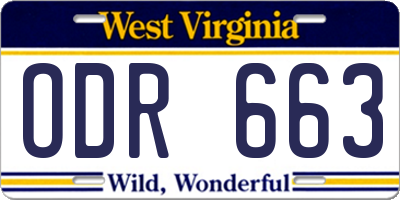 WV license plate ODR663