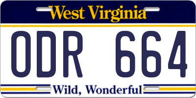 WV license plate ODR664
