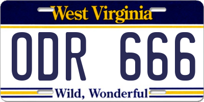 WV license plate ODR666