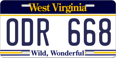 WV license plate ODR668