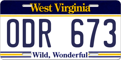 WV license plate ODR673