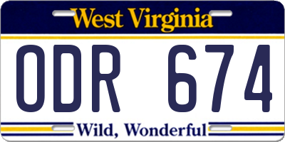 WV license plate ODR674