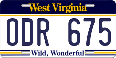 WV license plate ODR675
