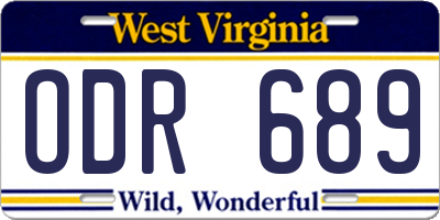 WV license plate ODR689