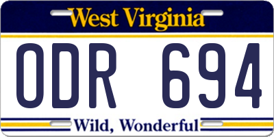 WV license plate ODR694