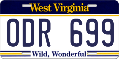 WV license plate ODR699