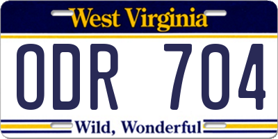 WV license plate ODR704
