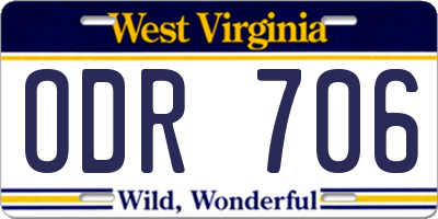 WV license plate ODR706