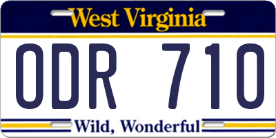 WV license plate ODR710
