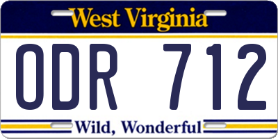 WV license plate ODR712