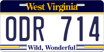 WV license plate ODR714