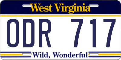 WV license plate ODR717