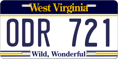 WV license plate ODR721