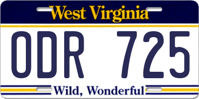 WV license plate ODR725
