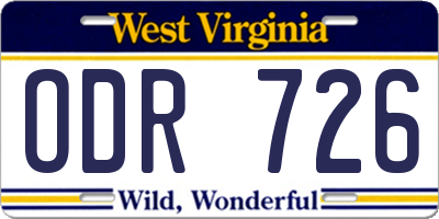 WV license plate ODR726