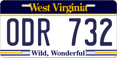 WV license plate ODR732
