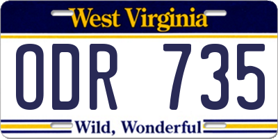 WV license plate ODR735