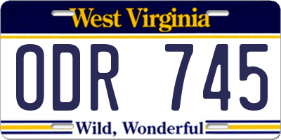 WV license plate ODR745