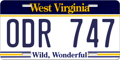 WV license plate ODR747
