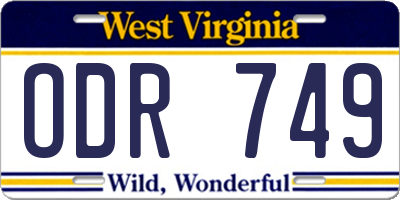 WV license plate ODR749