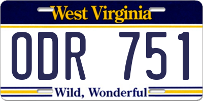 WV license plate ODR751