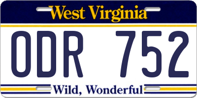 WV license plate ODR752