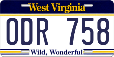 WV license plate ODR758