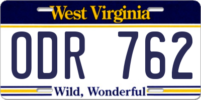 WV license plate ODR762