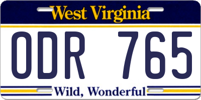 WV license plate ODR765