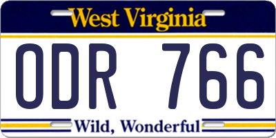 WV license plate ODR766