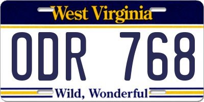 WV license plate ODR768