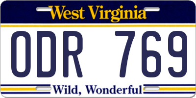 WV license plate ODR769