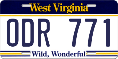 WV license plate ODR771