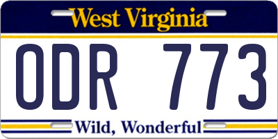 WV license plate ODR773