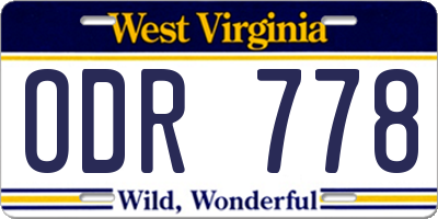 WV license plate ODR778