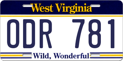 WV license plate ODR781