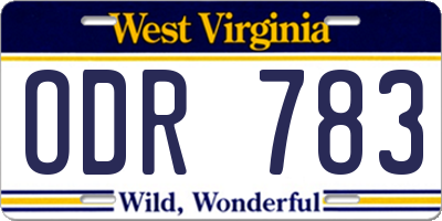 WV license plate ODR783