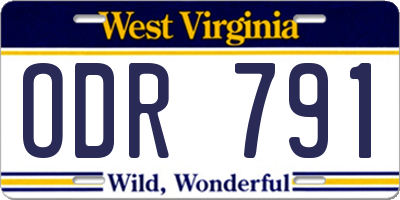 WV license plate ODR791